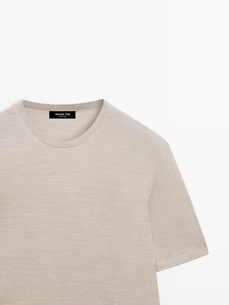 Short sleeve wool blend T-shirt