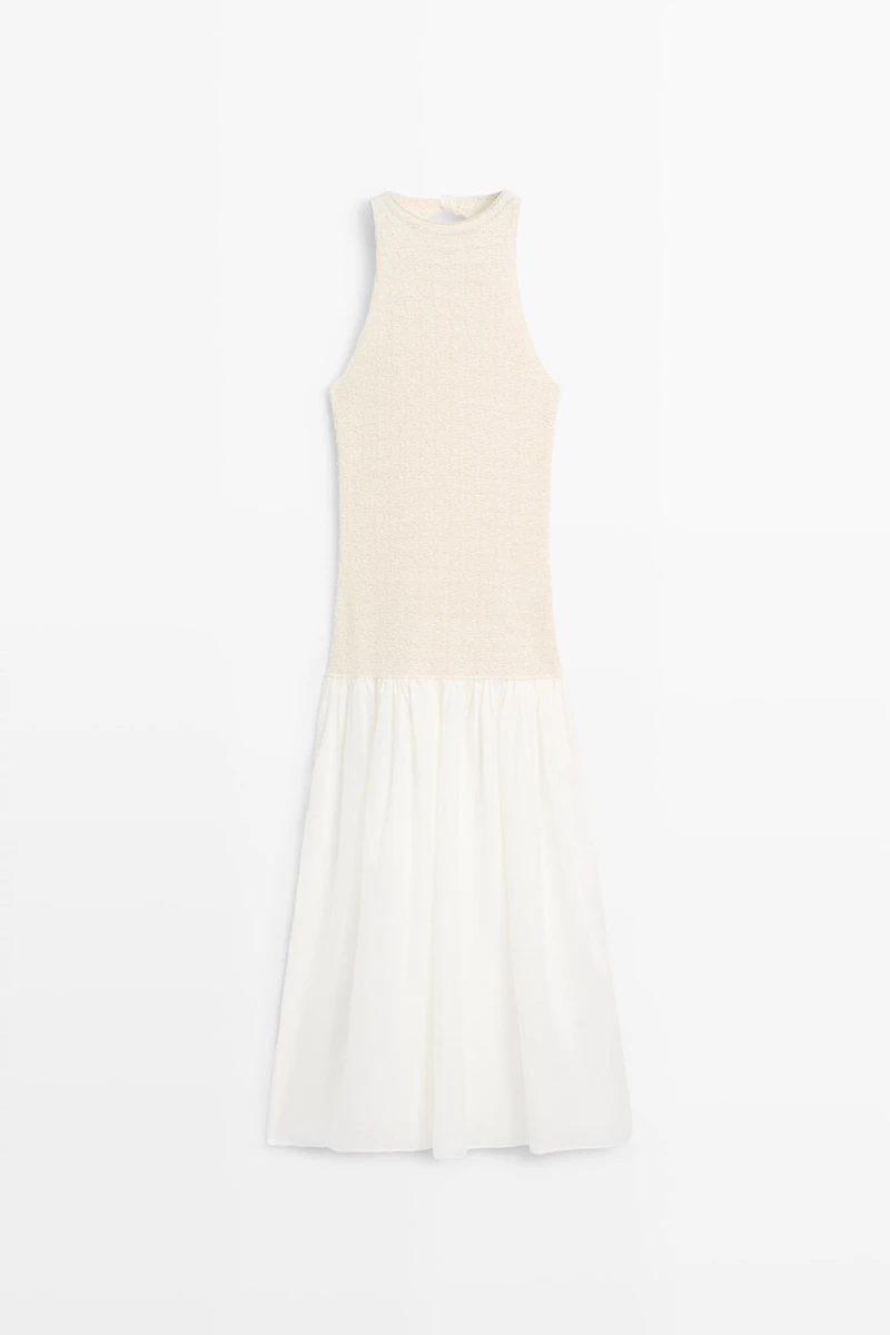 Combined halter midi dress