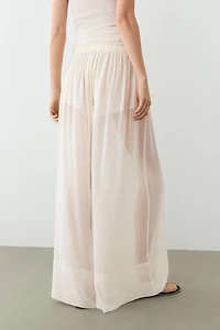 Semi-sheer flowing wide-leg pants
