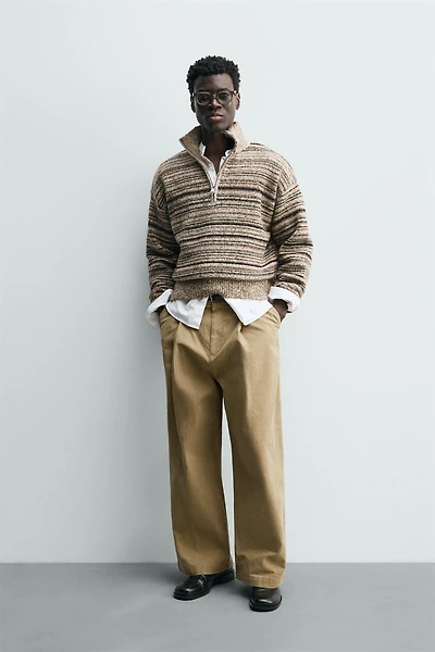 QUARTER-ZIP CABLE KNIT JUMPER