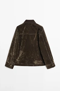 Flocked denim jacket with collar detail