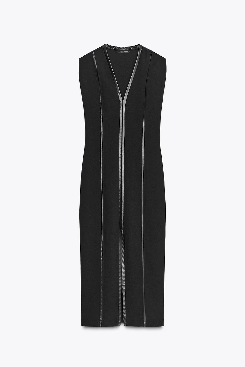 FAUX LEATHER COMBINATION MIDI DRESS