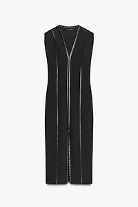 FAUX LEATHER COMBINATION MIDI DRESS