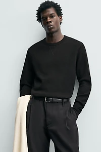 WAFFLE KNIT STRUCTURE T-SHIRT