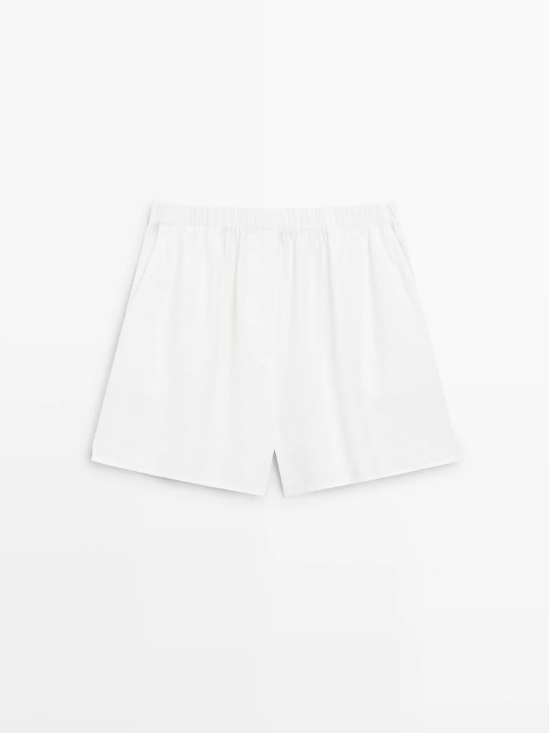 Linen blend total look short Bermuda shorts