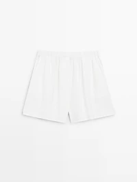 Linen blend total look short Bermuda shorts