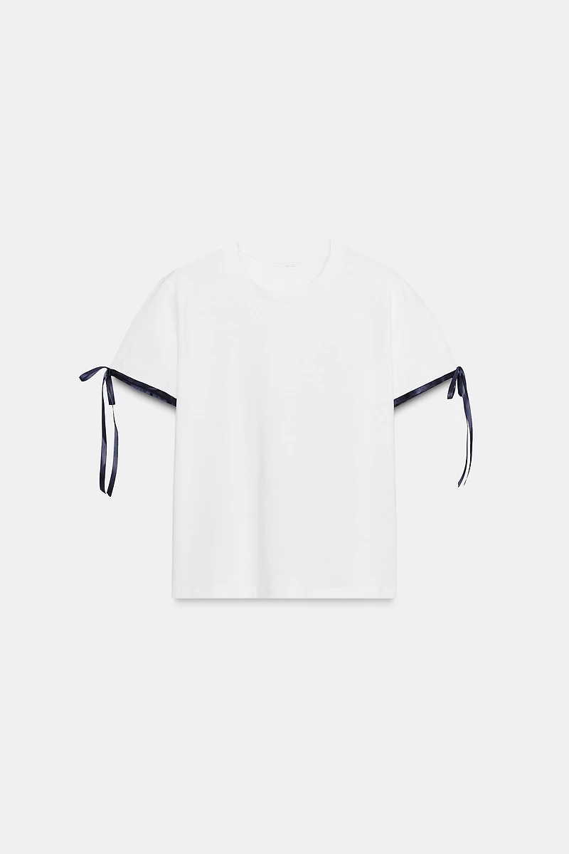 CONTRAST BOW T-SHIRT