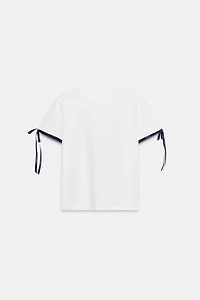 CONTRAST BOW T-SHIRT