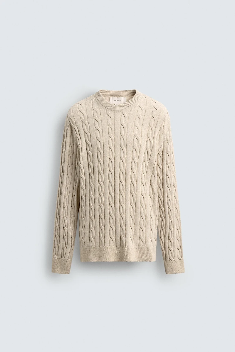 PULL À TRESSES EN MÉLANGE DE COTON