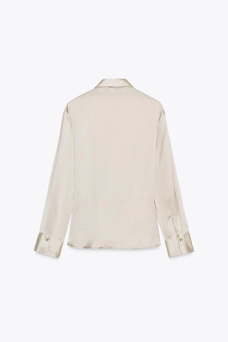 KNOTTED SATIN EFFECT SHIRT