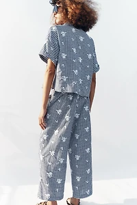 EMBROIDERED PLAID CULOTTES
