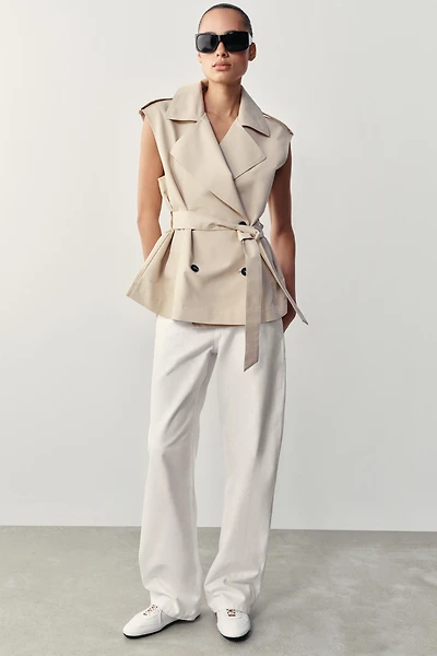 DOUBLE-BREASTED BELTED VEST