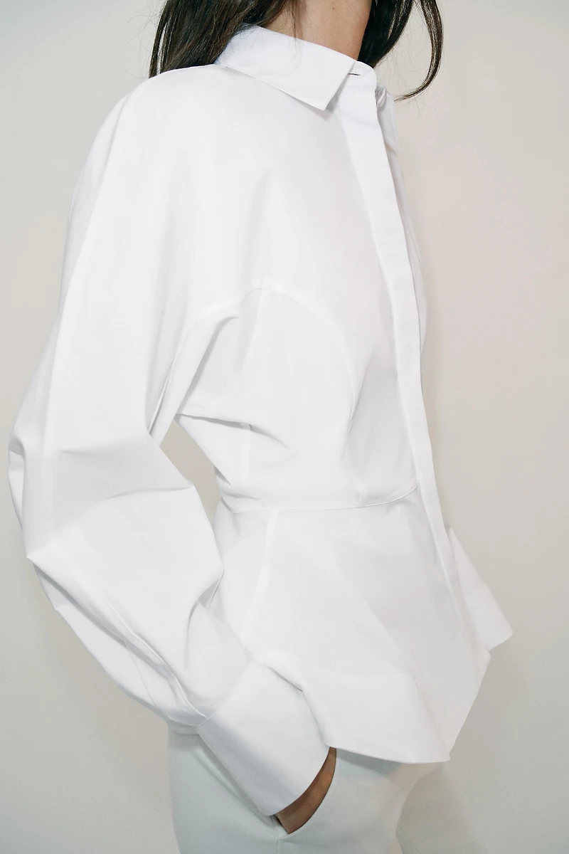 PEPLUM POPLIN SHIRT