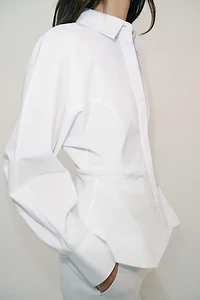 PEPLUM POPLIN SHIRT