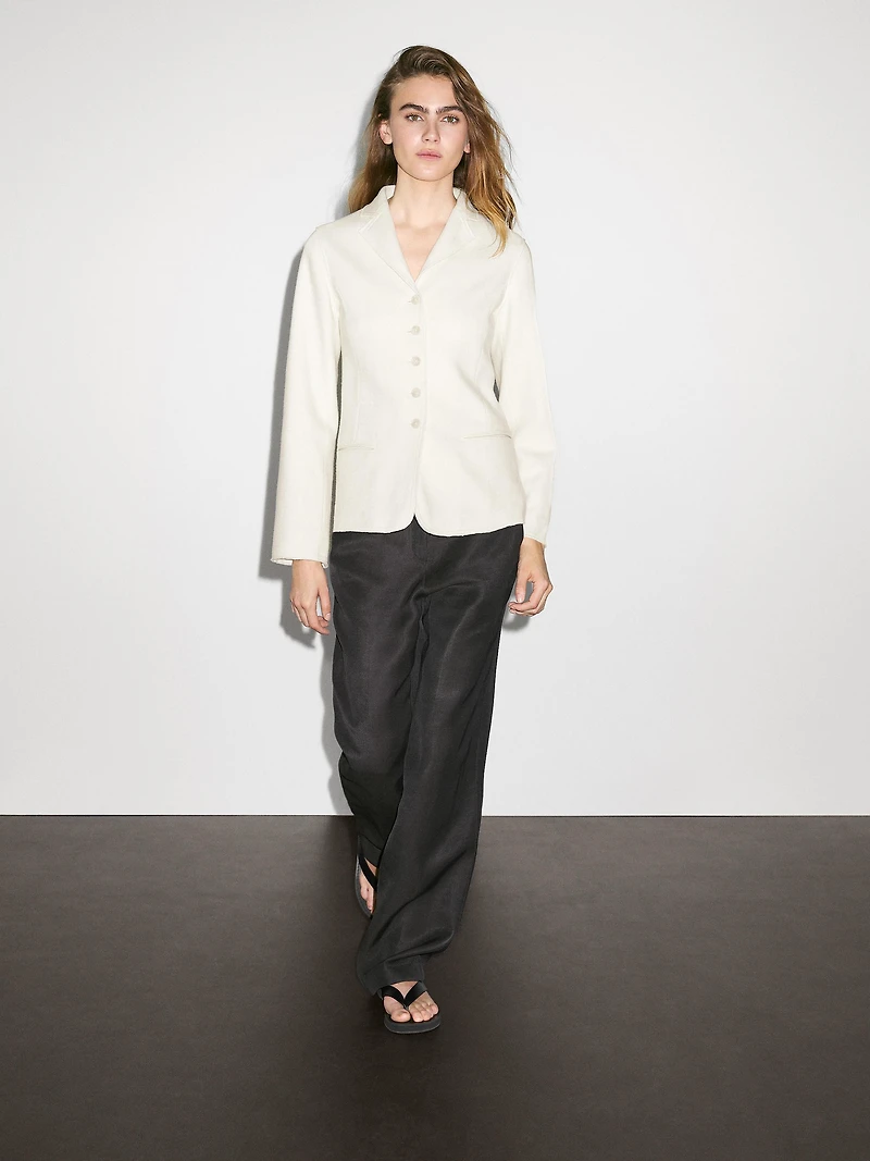 Blazer fin en laine mélangée