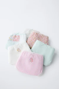 6- YEARS/ SIX-PACK OF PATCHWORK AND RIBBED FLORAL UNDERWEAR