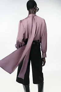 TIED SATIN EFFECT SHIRT