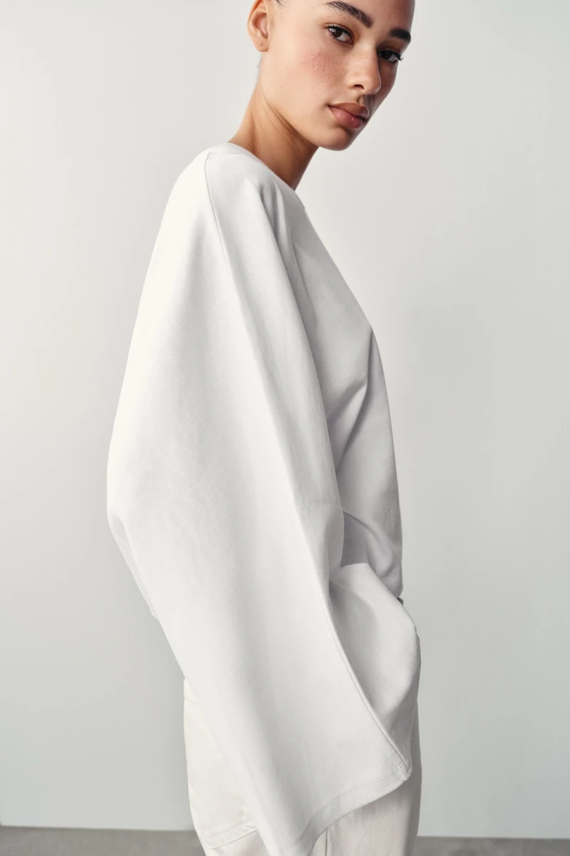 T-SHIRT EN COTON À MANCHES LARGES