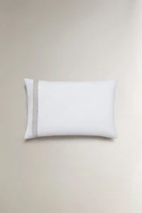 COTTON PILLOWCASE WITH LINEN BORDER