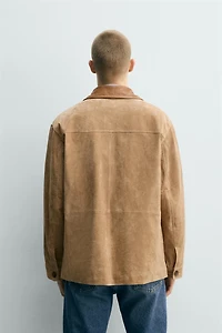 MATCHING COLLAR SUEDE LEATHER JACKET