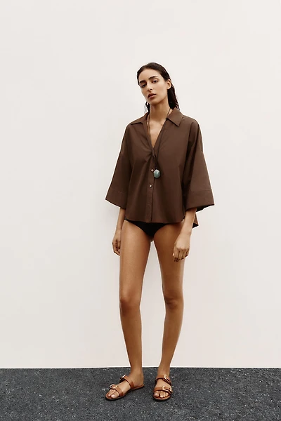 WIDE SLEEVE POPLIN SHIRT