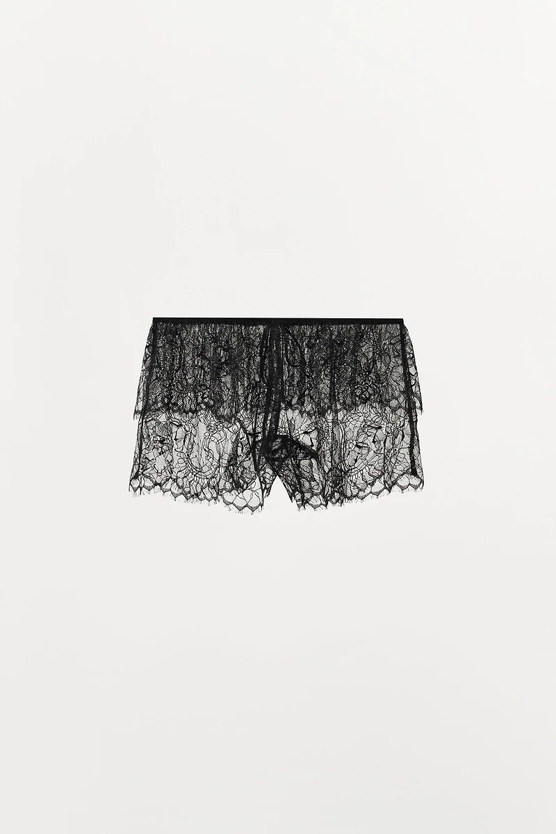 SEMI-SHEER LACE SHORTS