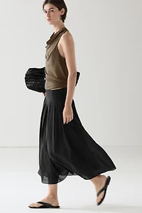 Flowing midi skirt with pintucks