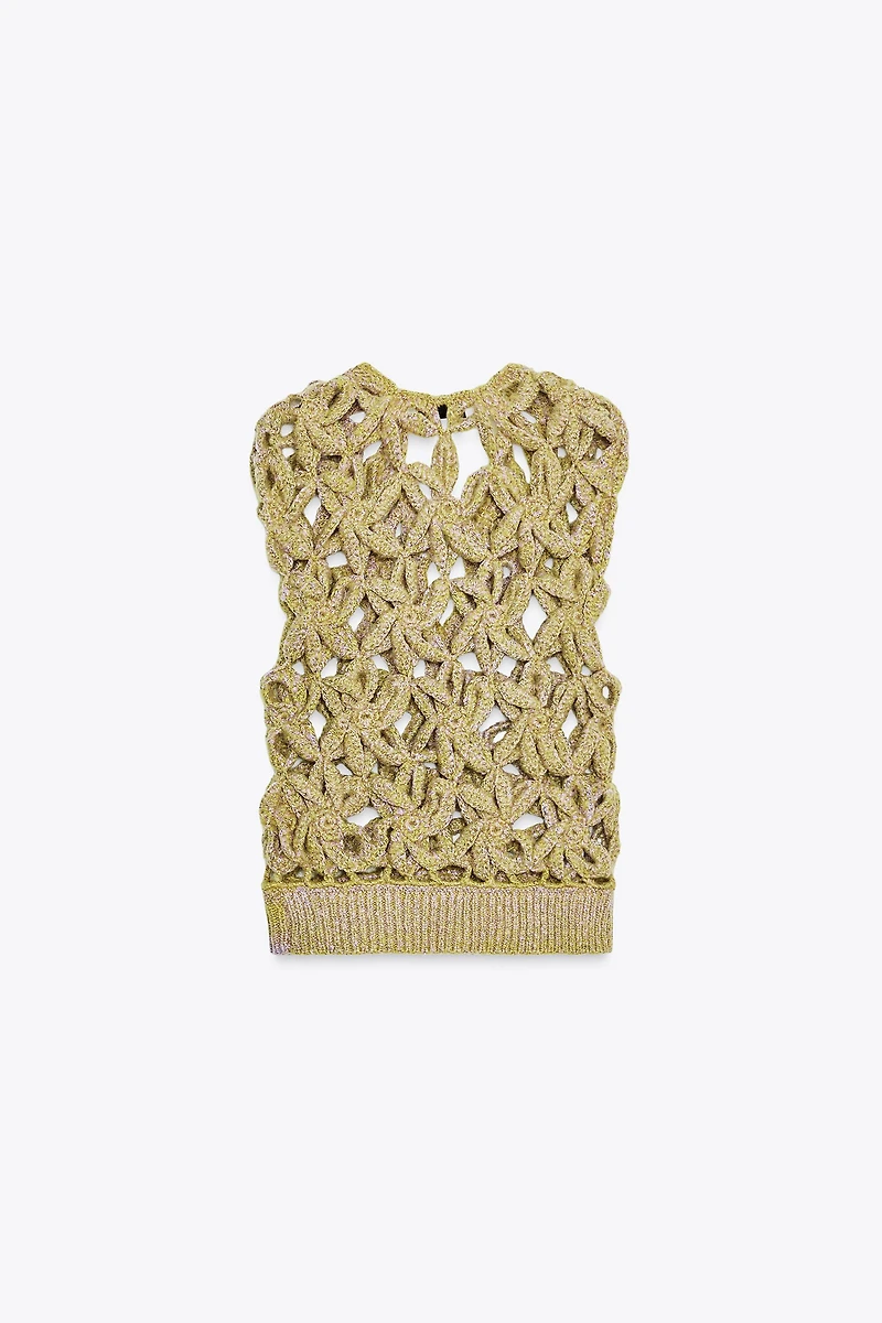 GRADIENT CROCHET KNIT VEST TOP