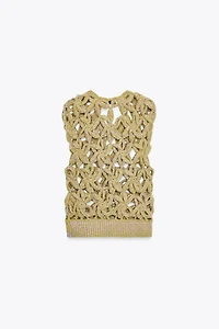 GRADIENT CROCHET KNIT VEST TOP