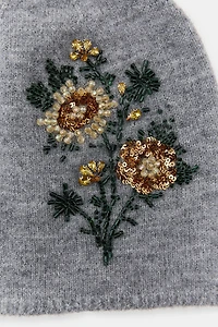 BONNET BEANIE BRODERIES FLEURS FANTAISIE