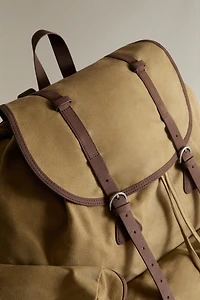 COTTON AND LEATHER BACKPACK