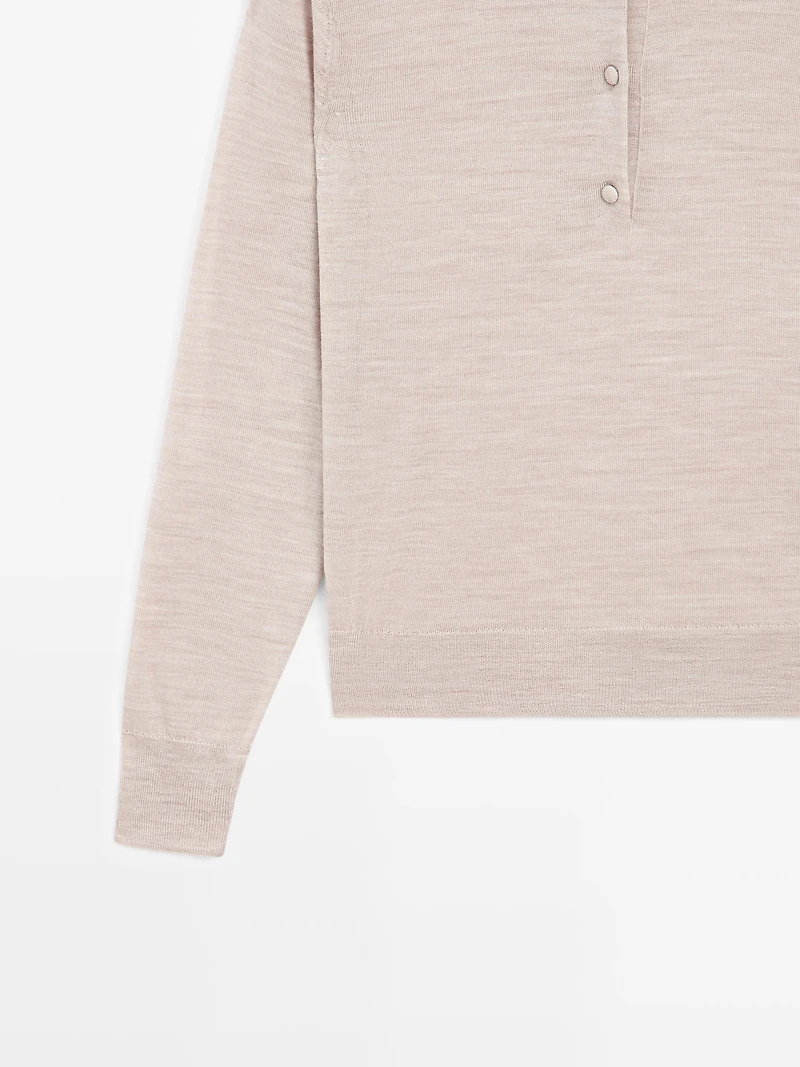 Wool knit polo sweater