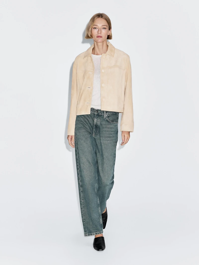 Short suede leather jacket