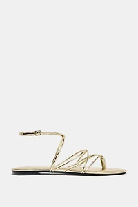 GOLD STRAPPY FLAT SANDALS