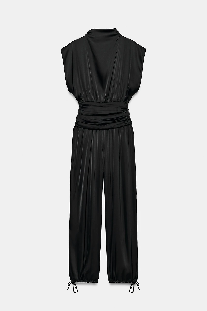 SATIN CUMMERBUND JUMPSUIT