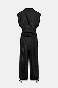 SATIN CUMMERBUND JUMPSUIT