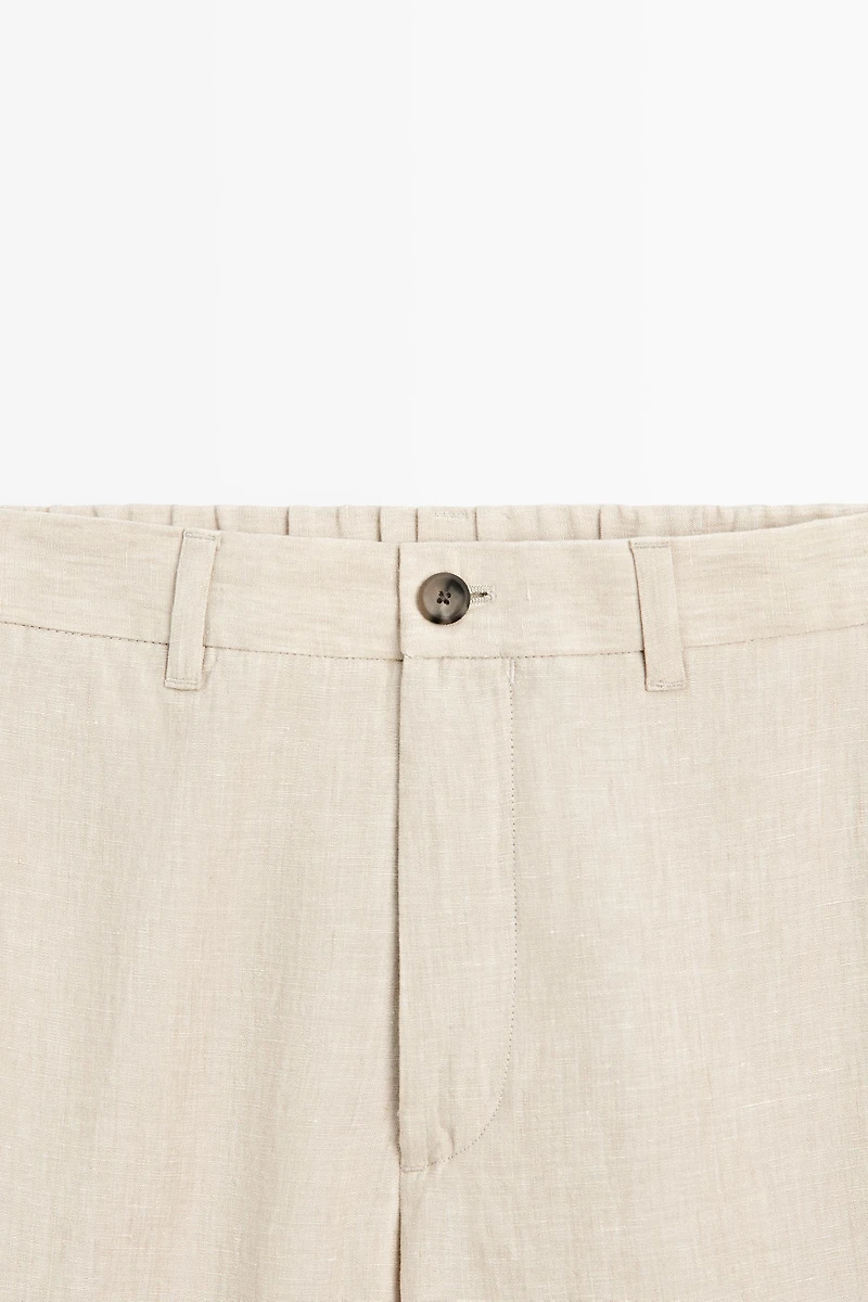 100% Linen Elastic-Waist Pants