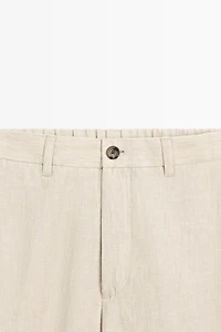 100% Linen Elastic-Waist Pants