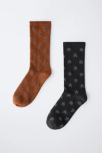 LOT DE DEUX CHAUSSETTES LONGUES ÉTOILES BRILLANTES