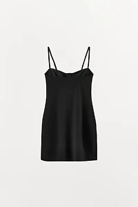 SHORT DRESS WITH POLYAMIDE HOOKS