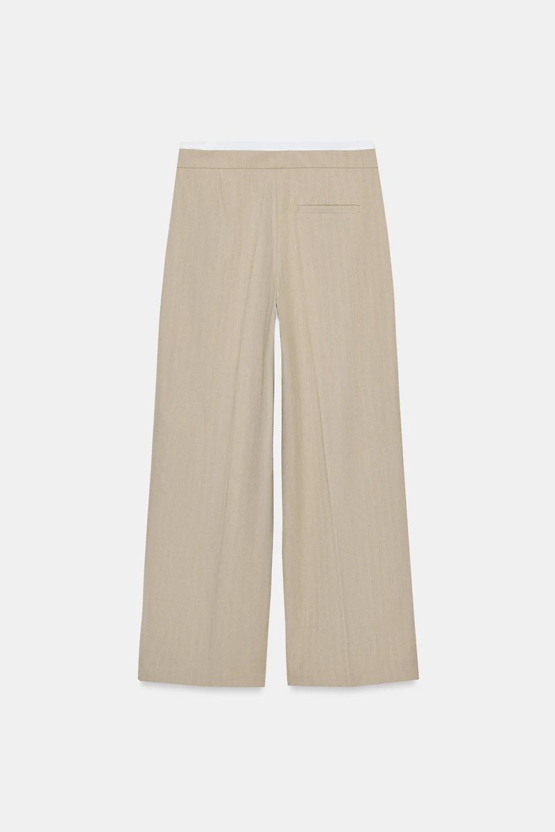WIDE LEG PANTS WITH DOUBLE WAISTBAND