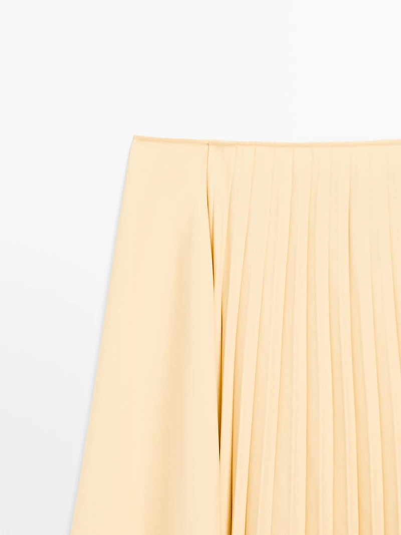 Denim midi skirt with plank detail