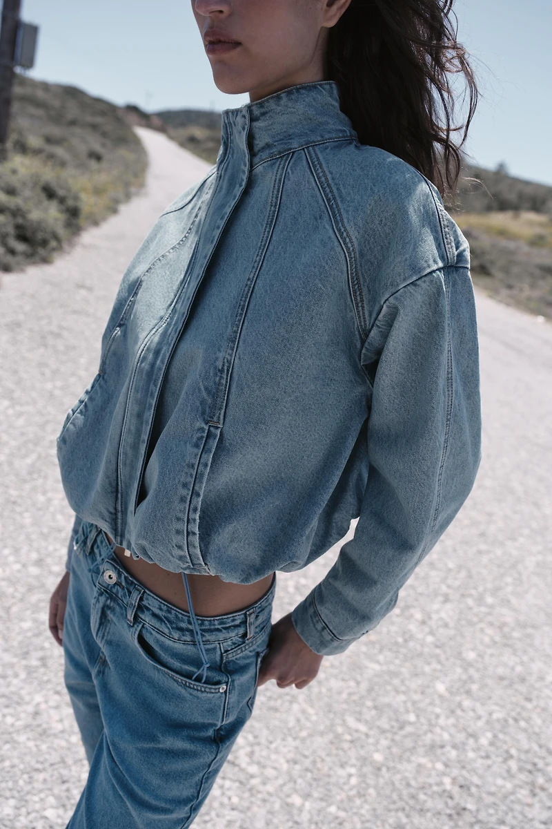 Z1975 HIGH NECK DENIM BOMBER JACKET