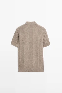 100% cotton knit polo collar sweater
