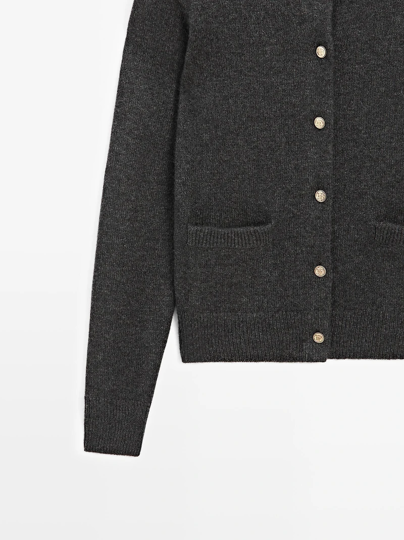 Knit cardigan with gold buttons