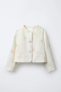 SHINY BOW TEXTURED JACKET