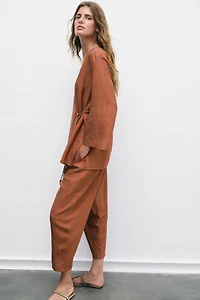 ELASTIC WAIST STRIPED PANTS