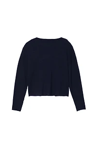 CROPPED FIT LINEN-WOOL BLEND SWEATER