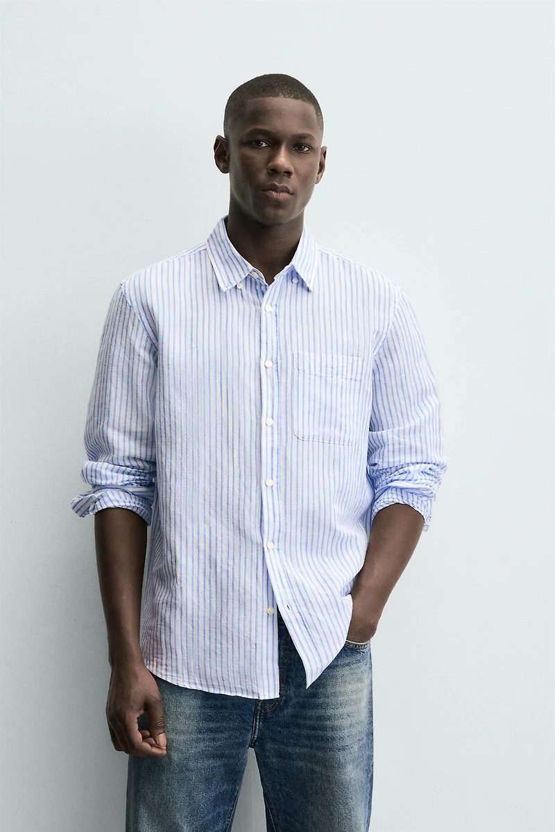 REGULAR FIT LINEN-COTTON SHIRT