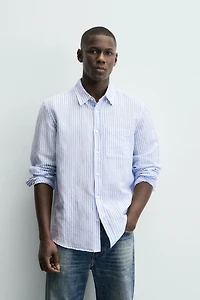 REGULAR FIT LINEN-COTTON SHIRT